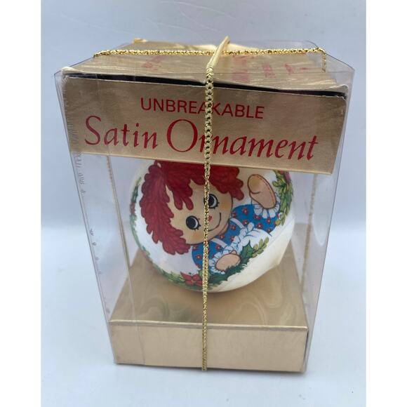 Vintage Hallmark Bobbs-Merrill Unbreakable Satin Christmas Ornament Raggedy Ann - Picture 1 of 4